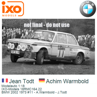 Modelauto 1:18 | IXO-Models 18RMC164.22 | BMW 2002 1973 #11 - A.Warmbold - J.Todt