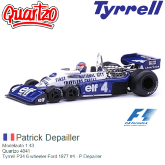 Modelauto 1:43 | Quartzo 4041 | Tyrrell P34 6-wheeler Ford 1977 #4 - P.Depailler