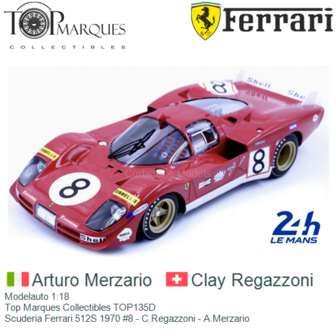 Modelauto 1:18 | Top Marques Collectibles TOP135D | Scuderia Ferrari 512S 1970 #8 - C.Regazzoni - A.Merzario