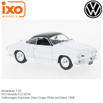 Modelauto 1:43 | IXO-Models CLC421N | Volkswagen Karmann Ghia Coupe White and black 1958
