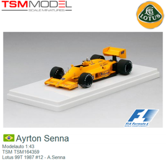 Modelauto 1:43 | TSM TSM164359 | Lotus 99T 1987 #12 - A.Senna