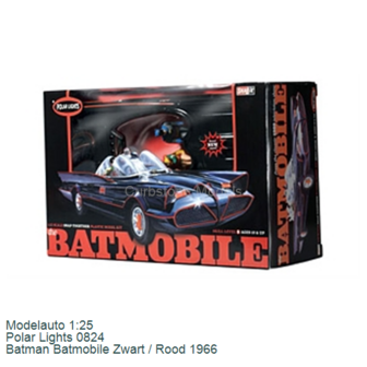 Modelauto 1:25 | Polar Lights 0824 | Batman Batmobile Zwart / Rood 1966