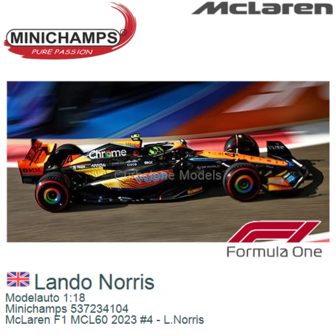 Modelauto 1:18 | Minichamps 537234104 | McLaren F1 MCL60 2023 #4 - L.Norris
