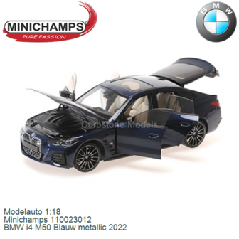 Modelauto 1:18 | Minichamps 110023012 | BMW i4 M50 Blauw metallic 2022