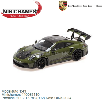 Modelauto 1:43 | Minichamps 410062110 | Porsche 911 GT3 RS (992) Nato Olive 2024