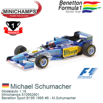 Modelauto 1:18 | Minichamps 510952901 | Benetton Sport B195 1995 #5 - M.Schumacher