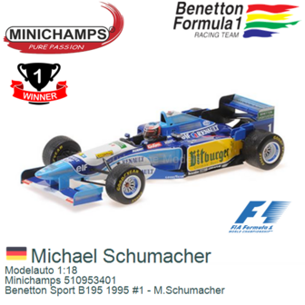 Modelauto 1:18 | Minichamps 510953401 | Benetton Sport B195 1995 #1 - M.Schumacher