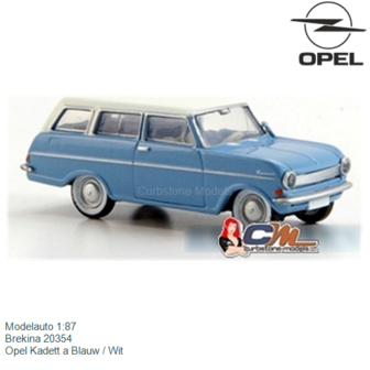 Modelauto 1:87 | Brekina 20354 | Opel Kadett a Blauw / Wit