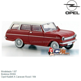 Modelauto 1:87 | Brekina 20355 | Opel Kadett A Caravan Rood / Wit