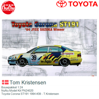 Bouwpakket 1:24 | NuNu Model Kit PN24020 | Toyota Corona ST191 1994 #39 - T.Kristensen