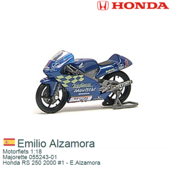 Motorfiets 1:18 | Majorette 055243-01 | Honda RS 250 2000 #1 - E.Alzamora