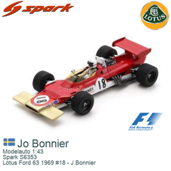 Modelauto 1:43 | Spark S6353 | Lotus Ford 63 1969 #18 - J.Bonnier