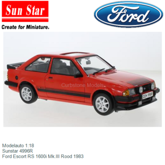 Modelauto 1:18 | Sunstar 4996R | Ford Escort RS 1600i Mk.III Rood 1983