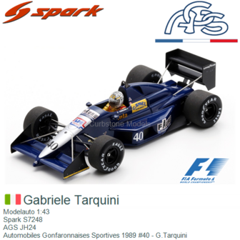 Modelauto 1:43 | Spark S7248 | AGS JH24 | Automobiles Gonfaronnaises Sportives 1989 #40 - G.Tarquini