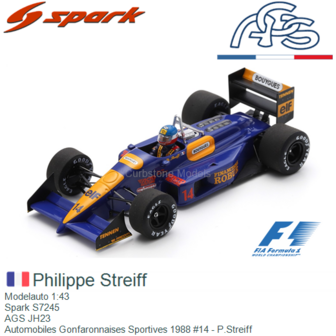 Modelauto 1:43 | Spark S7245 | AGS JH23 | Automobiles Gonfaronnaises Sportives 1988 #14 - P.Streiff