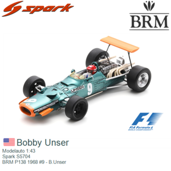 Modelauto 1:43 | Spark S5704 | BRM P138 1968 #9 - B.Unser