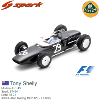 Modelauto 1:43 | Spark S7454 | Lotus 18-21 | John Dalton Racing 1962 #29 - T.Shelly