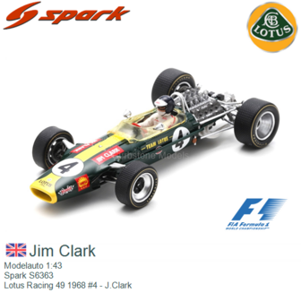 Modelauto 1:43 | Spark S6363 | Lotus Racing 49 1968 #4 - J.Clark