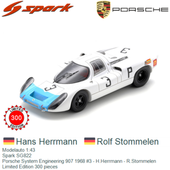 Modelauto 1:43 | Spark SG822 | Porsche System Engineering 907 1968 #3 - H.Herrmann - R.Stommelen