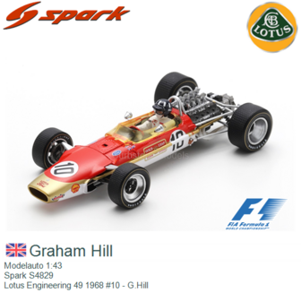 Modelauto 1:43 | Spark S4829 | Lotus Engineering 49 1968 #10 - G.Hill
