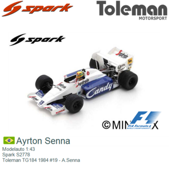 Modelauto 1:43 | Spark S2778 | Toleman TG184 1984 #19 - A.Senna