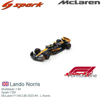 Modelauto 1:64 | Spark Y291 | McLaren F1 MCL60 2023 #4 - L.Norris