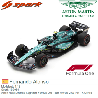 Modelauto 1:18 | Spark 18S954 | Aston Martin Aramco Cognizant Formula One Team AMR23 2023 #14 - F.Alonso