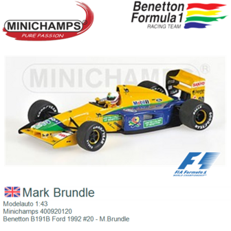 Modelauto 1:43 | Minichamps 400920120 | Benetton B191B Ford 1992 #20 - M.Brundle