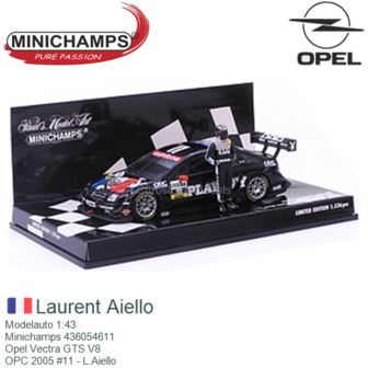 Modelauto 1:43 | Minichamps 436054611 | Opel Vectra GTS V8 | OPC 2005 #11 - L.Aiello