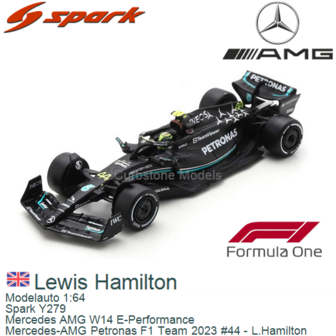 Modelauto 1:64 | Spark Y279 | Mercedes AMG W14 E-Performance | Mercedes-AMG Petronas F1 Team 2023 #44 - L.Hamilton