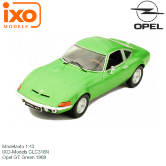 Modelauto 1:43 | IXO-Models CLC318N | Opel GT Green 1969