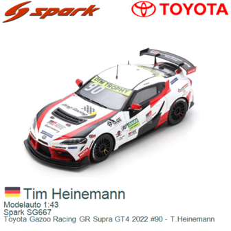 Modelauto 1:43 | Spark SG667 | Toyota Gazoo Racing GR Supra GT4 2022 #90 - T.Heinemann