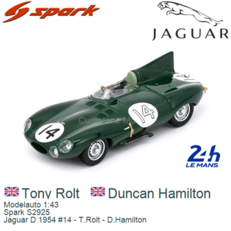 Modelauto 1:43 | Spark S2925 | Jaguar D 1954 #14 - T.Rolt - D.Hamilton