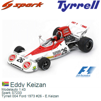 Modelauto 1:43 | Spark S7233 | Tyrrell 004 Ford 1973 #26 - E.Keizan