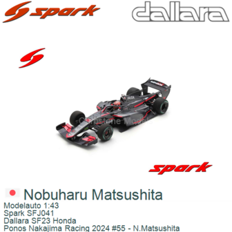 Modelauto 1:43 | Spark SFJ041 | Dallara SF23 Honda | Ponos Nakajima Racing 2024 #55 - N.Matsushita