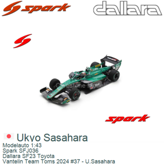 Modelauto 1:43 | Spark SFJ036 | Dallara SF23 Toyota | Vantelin Team Toms 2024 #37 - U.Sasahara
