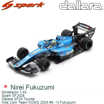 Modelauto 1:43 | Spark SFJ028 | Dallara SF23 Toyota | Kids Com Team KCMG 2024 #8 - N.Fukuzumi 