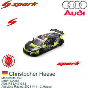 Modelauto 1:43 | Spark SA284 | Audi R8 LMS GT3 | Absolute Racing 2023 #41 - C.Haase