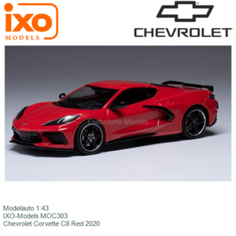 Modelauto 1:43 | IXO-Models MOC303 | Chevrolet Corvette C8 Red 2020
