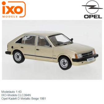 Modelauto 1:43 | IXO-Models CLC394N | Opel Kadett D Metallic Beige 1981