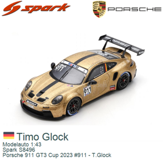 Modelauto 1:43 | Spark S8496 | Porsche 911 GT3 Cup 2023 #911 - T.Glock