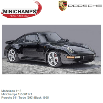 Modelauto 1:18 | Minichamps 155061171 | Porsche 911 Turbo (993) Black 1995