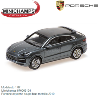 Modelauto 1:87 | Minichamps 870069124 | Porsche cayenne coupe blue metallic 2019