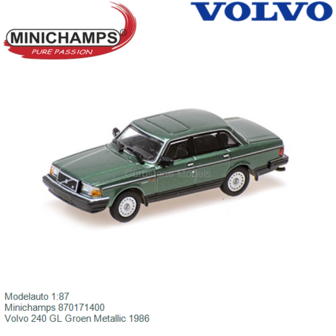 Modelauto 1:87 | Minichamps 870171400 | Volvo 240 GL Groen Metallic 1986