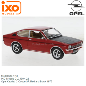 Modelauto 1:43 | IXO-Models CLC490N.22 | Opel Kaddett C Coupe SR Red and Black 1976