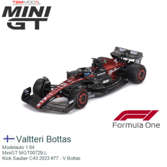 Modelauto 1:64 | MiniGT MGT00729-L | Kick Sauber C43 2023 #77 - V.Bottas
