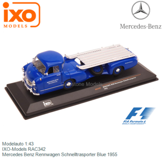 Modelauto 1:43 | IXO-Models RAC342 | Mercedes Benz Rennwagen Schnelltrasporter Blue 1955