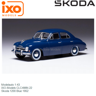 Modelauto 1:43 | IXO-Models CLC496N.22 | Skoda 1200 Blue 1952