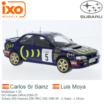 Modelauto 1:24 | IXO-Models 24RAL028A.22 | Subaru 555 Impreza 22B WRC 555 1995 #5 - C.Sainz - L.Moya