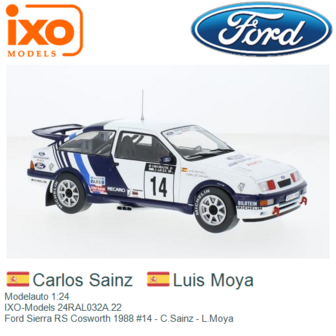 Modelauto 1:24 | IXO-Models 24RAL032A.22 | Ford Sierra RS Cosworth 1988 #14 - C.Sainz - L.Moya